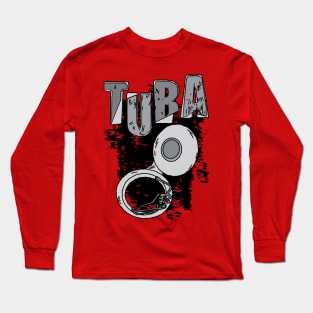 Sketchy Tuba and Text Musical Instrument Long Sleeve T-Shirt